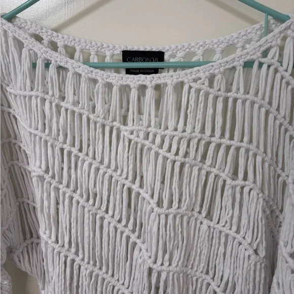 Carbon38 White Crochet off shoulder knit Sweater size M/L - Picture 10 of 14